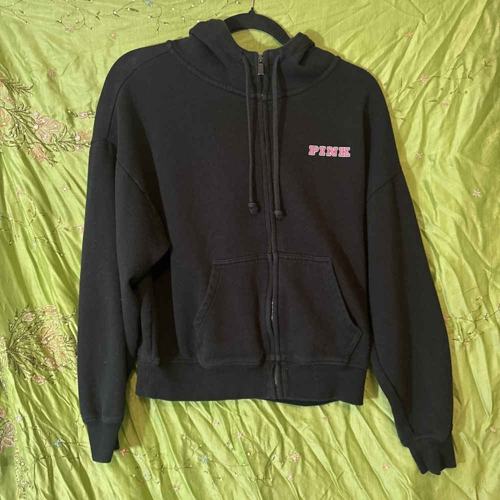 Victoria's Secret Women's Ivy Fleece Full-Zip Hoodie HT3 Black Size XS